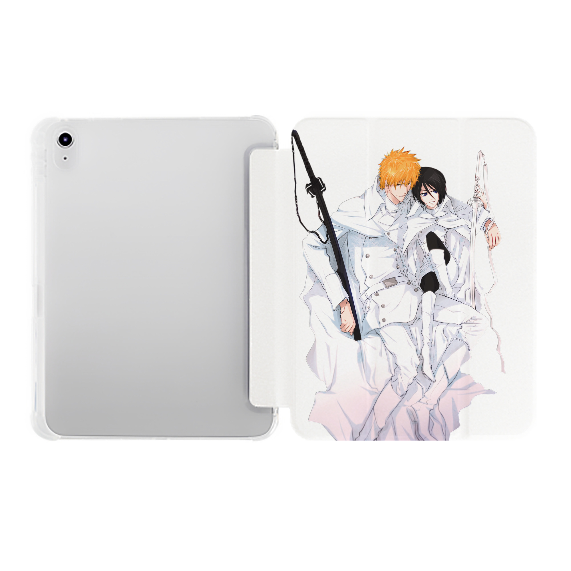 （画像用） ブリーチ 黒崎一護（くろさき いちご）BLEACH Kurosaki Ichigo IPad ケース ペン収納付き 三つ折りスタンド PUレザー×シリコン 対応機種9.5/10.5/10.9インチ